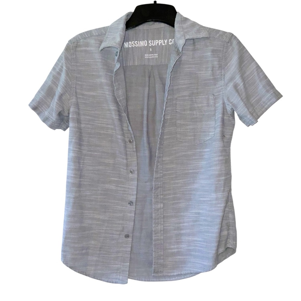 Mossimo Supply Co Gray Space Dye Button Shirt Short Sleeve Size S